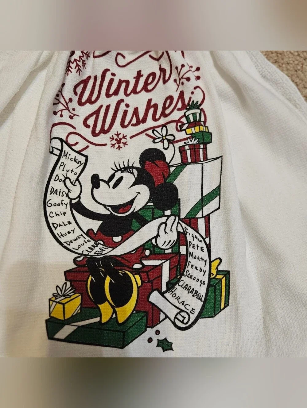 2 Handcrafted Towels Attached To Potholders | Minnie Mouse | Disney | Christmas
